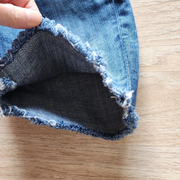 Miss Me Embellished Mid Rise Custom Cut Bermuda Denim Shorts Blue - Picture 4 of 8